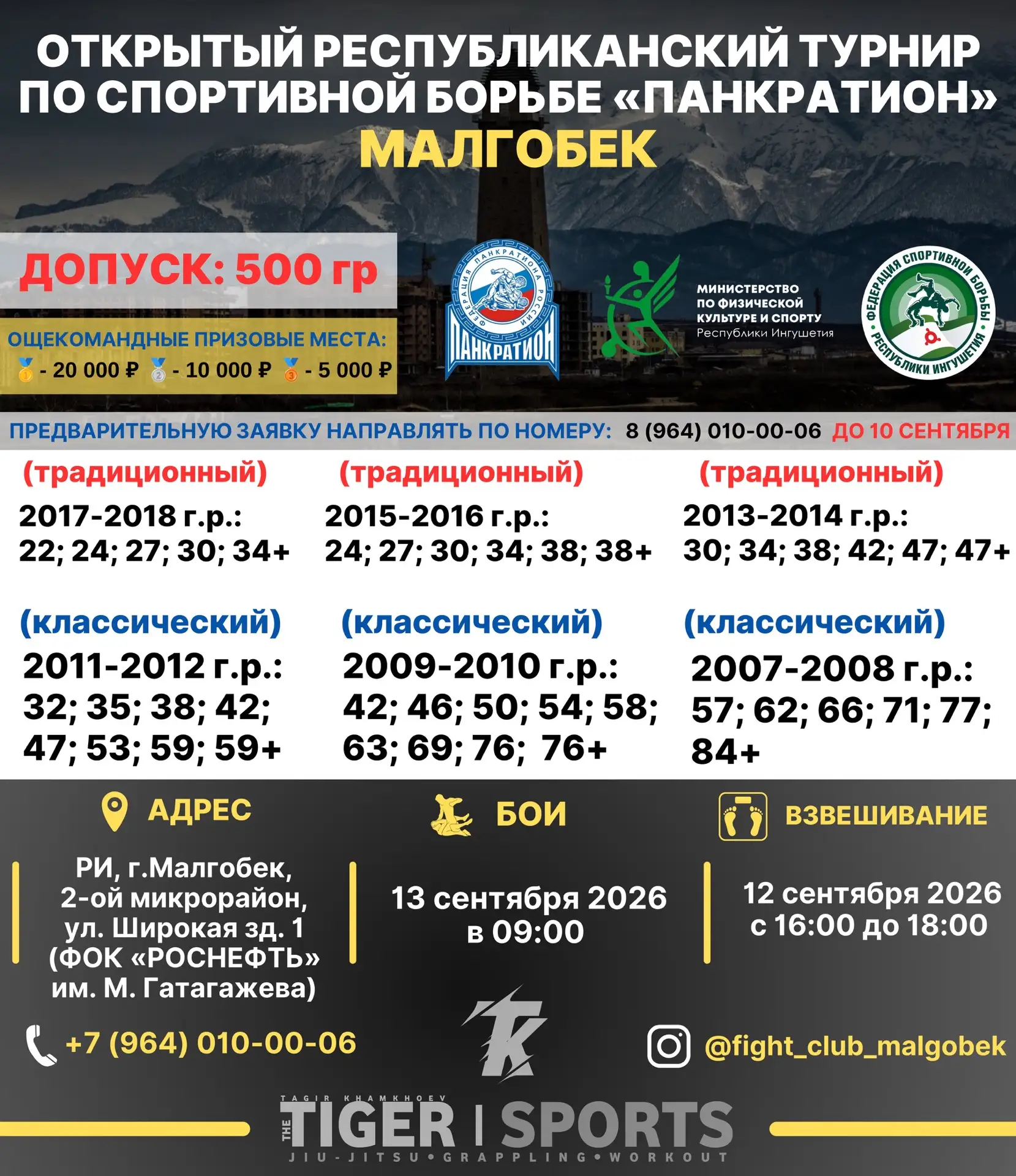Открытый турнир по спортивной борьбе "ПАНКРАТИОН" Кубок Малгобека